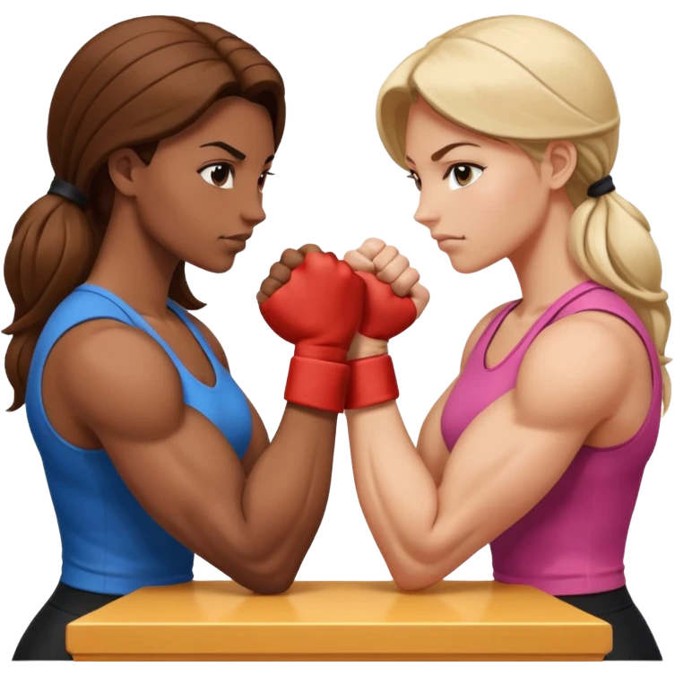 2 women superheroes arm wrestling each other emoji