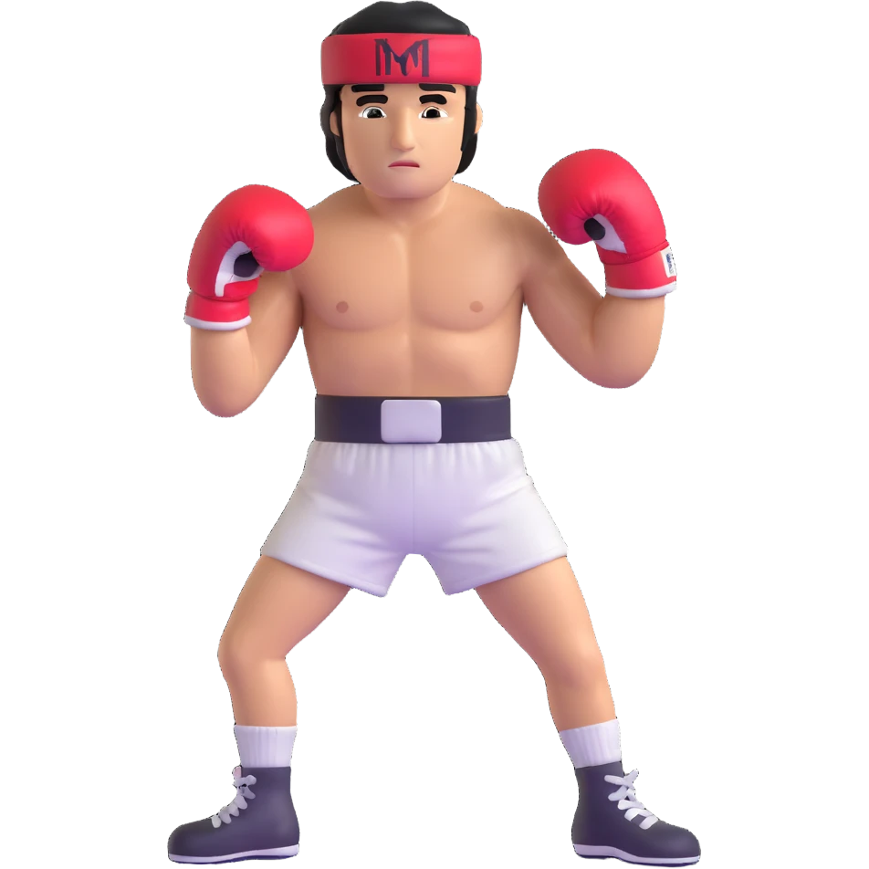 Boxer Rocky Balboa with boxing gloves and sweatband emoji