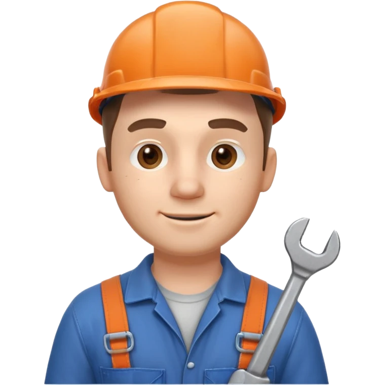 mechanic man portrait, head and shoulders only, wearing work overalls, holding a wrench, slight grease marks on face, confident friendly expression, garage workshop vibe, 3D cartoon style, mobile game icon style, clean background, no text, no watermark
  emoji