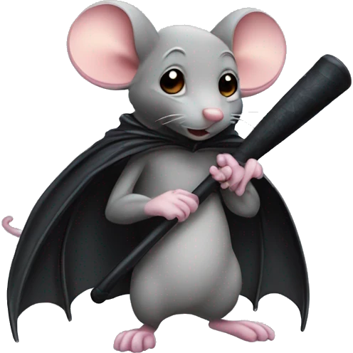 Mouse with bat emoji