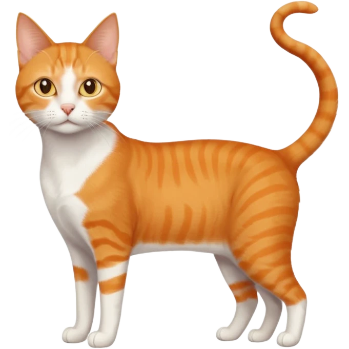 full body orange domestic shorthair slim cat with yellow/orange eyes with a white triangle on his nose emoji