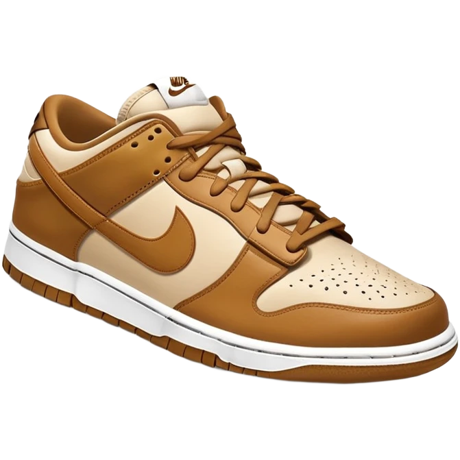 Nike Dunk Low Curry, beige and brown tones with tan accents, basketball sneaker emoji