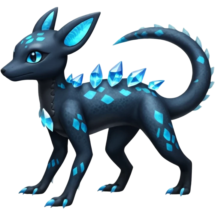 L Scaley Exotic Salandit-Aurorus-Umbreon-Fakémon-hybrid-creature (full body), 4 legs emoji