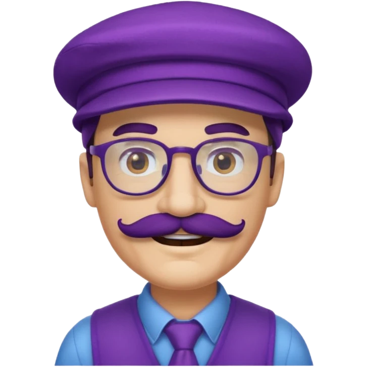 glasses purple man with hat and mustache emoji