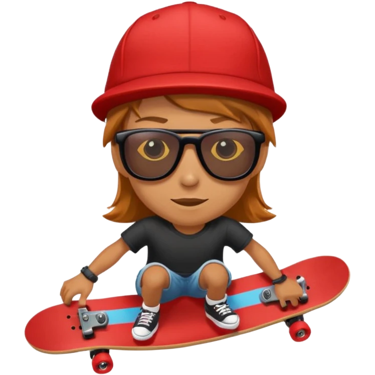 Skater with red skateboard emoji