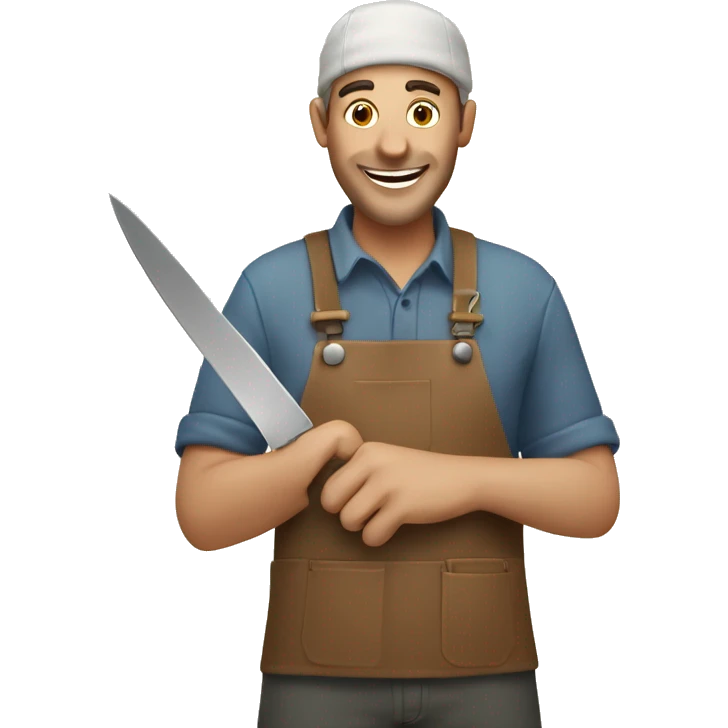 Happy crafter with a knife emoji