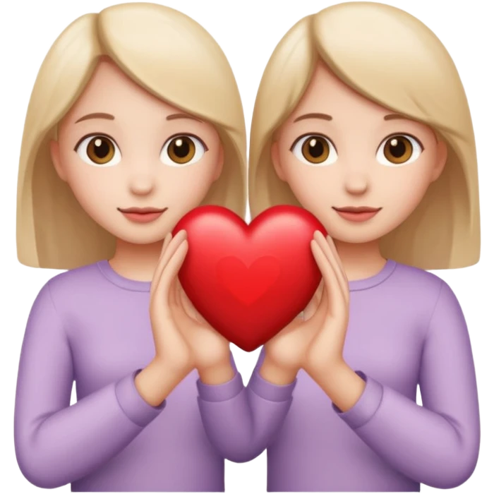Two girls hands holding a heart emoji