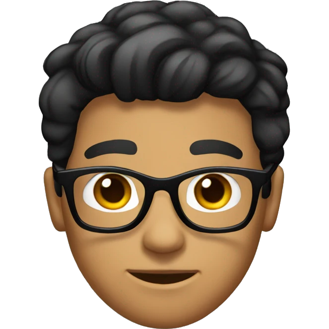 young man tanned whit black hair straight whit glasses emoji