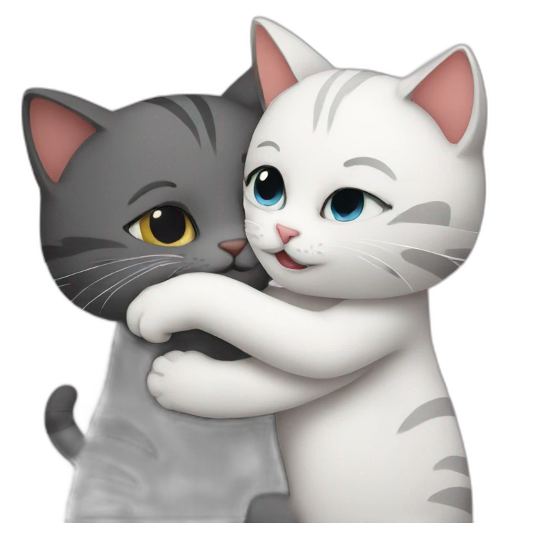 two cats hugging emoji