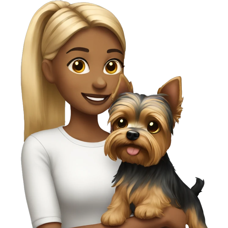girl with yorkie dog  emoji