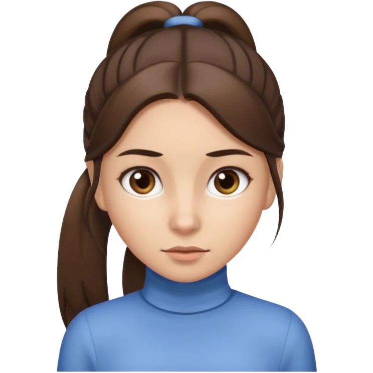 brunette and her hair is tightly ponytailed, her hair is not messy and her eyes look sharp emoji