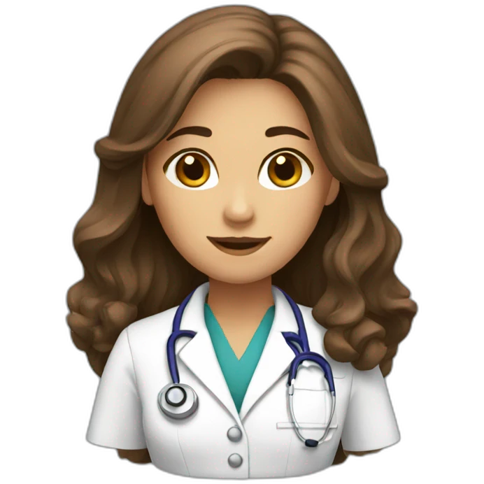 Female brown long hair Doctor emoji