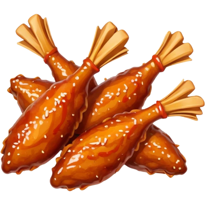 apple style emoji of spicy chicken wings, with a hint of red sauce, no text emoji