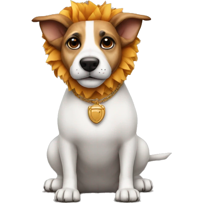a jack russel wearing a lion costume emoji