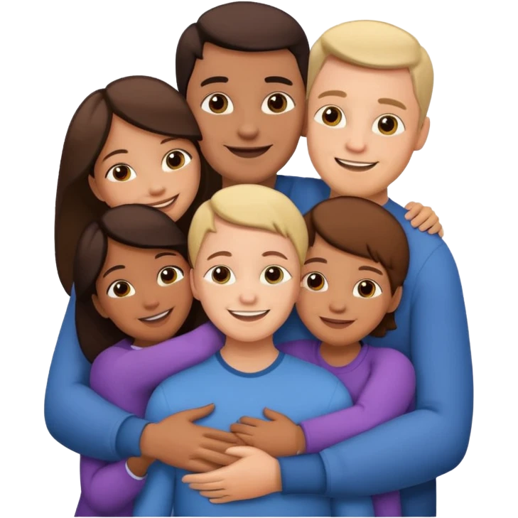 family of 5 hugging each other emoji