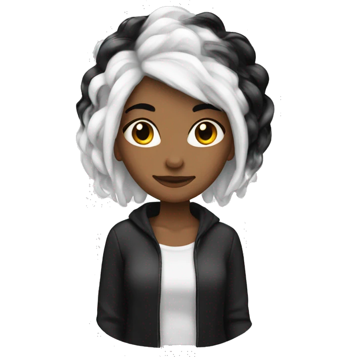 Woman with white and black split dye hair emoji