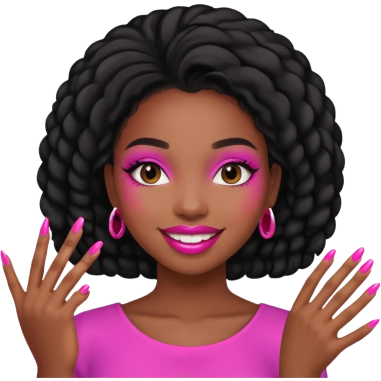 Smiley black girl with nails and pink lipstick  emoji