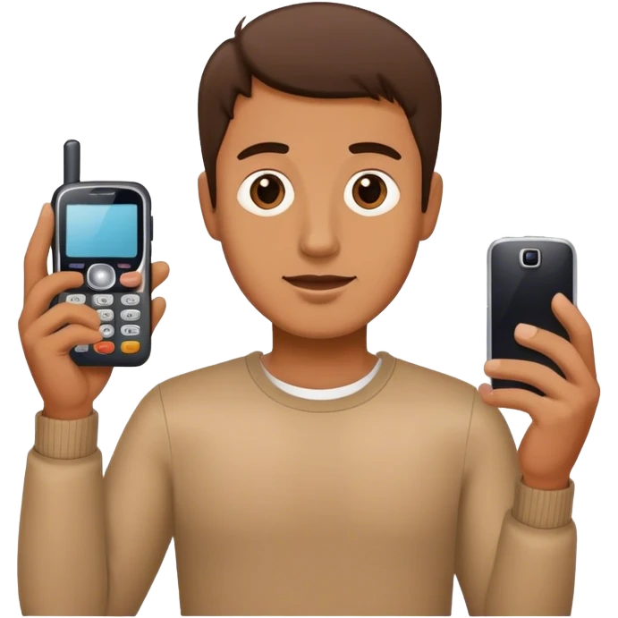 Guy with old mobile phone emoji