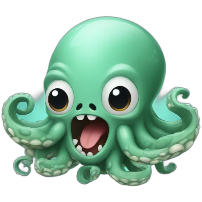 Cute kraken feared with open mouth emoji