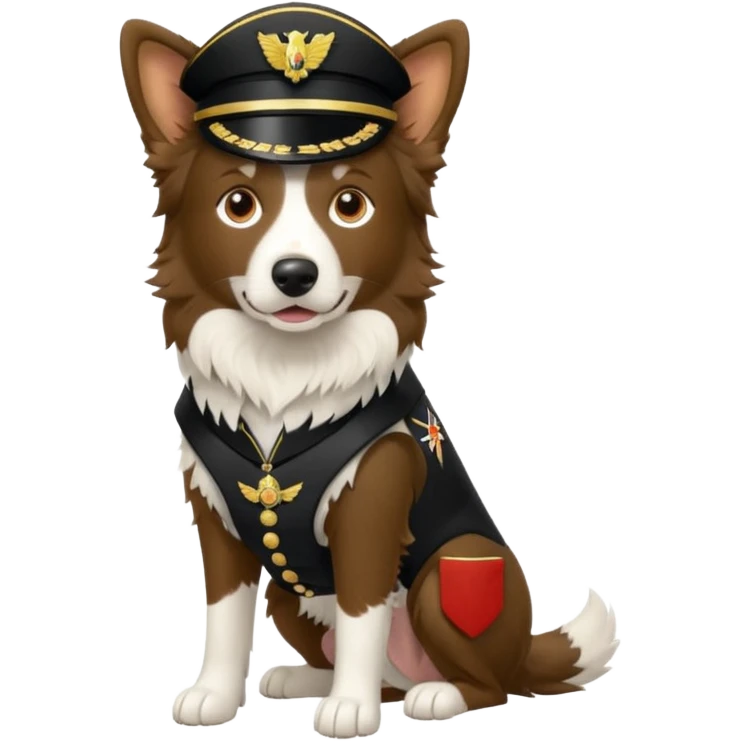 Border collie marrom usando equipamento militar full body emoji
