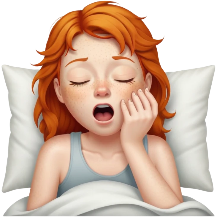 Ginger girl trying to wake up in early morning emoji