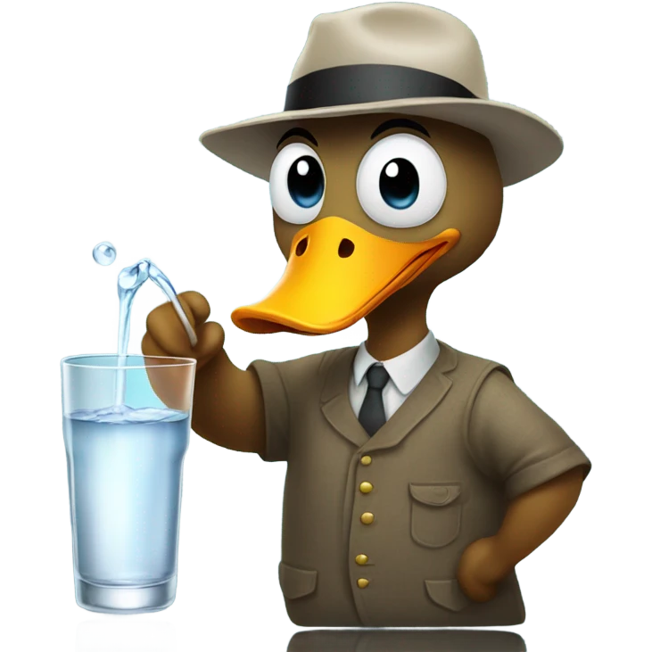 Dufk with glass of water emoji