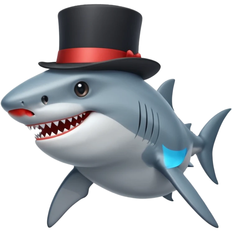 Shark with a top hat emoji