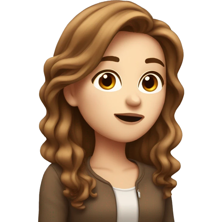 Pretty white girl with brown hair blowing a kiss  emoji