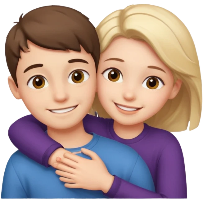 Boy and girl hugging each other in love emoji