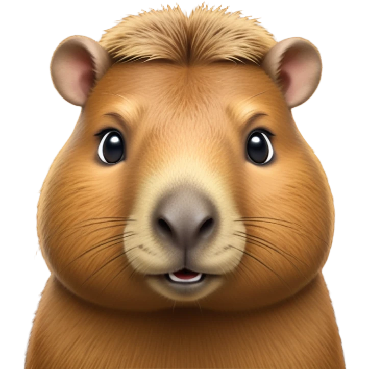 cinematic-noble-capybara-portrait-emoji,-poised-and-serene,-with-a-robust,-rounded-build-covered-in-soft,-earthy-fur-and-gentle,-wise-eyes,-simplified-yet-sharp-and-sophisticated-features,-highly-detailed,-glowing-with-a-warm,-natural-glow -simplified-yet-realistic head tilted confidently staring at the camera in a comical way emoji