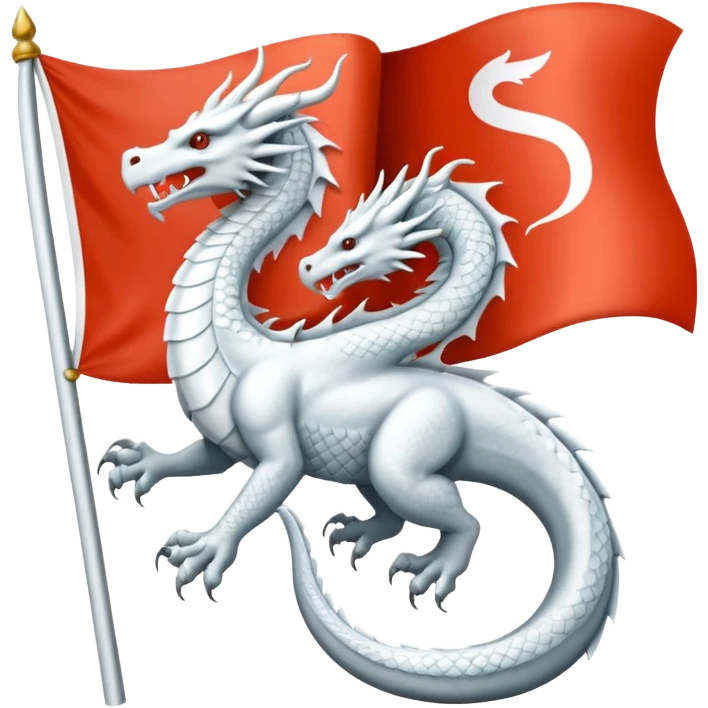 Create a flag with a red background and a white dragon like the red dragon of the welsh flag, but instead of back legs it has just a tail. This is the flag of the Anglo-Saxons emoji