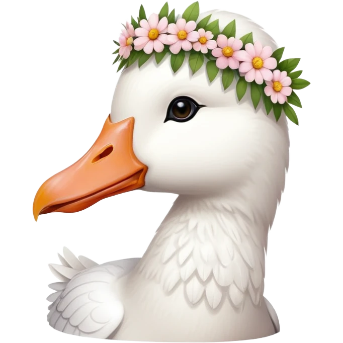 white goose with a flower crown emoji