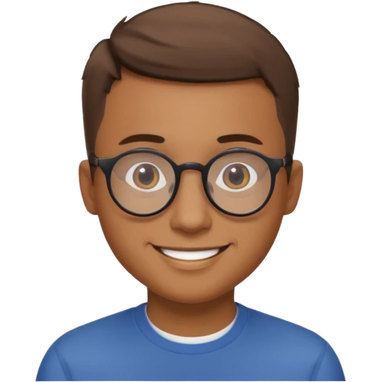 homme cheveux très court marron clair sans barbe sourrir avec lunettes rondes emoji