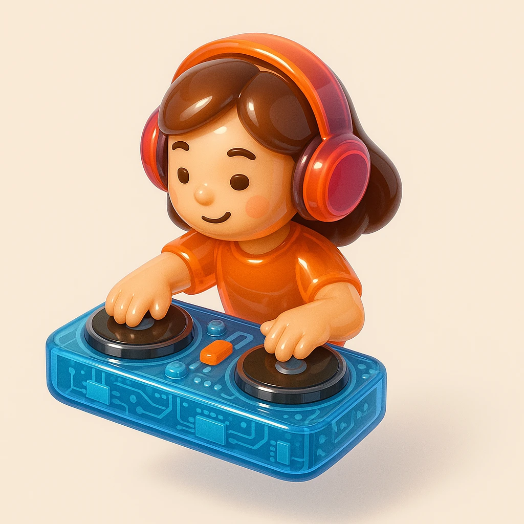 girl playing DJ set emoji