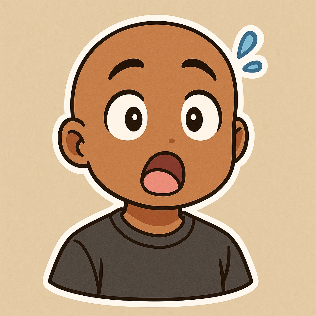 Change the expression to a surprised expression, keep the same chibi stickers style and background. emoji