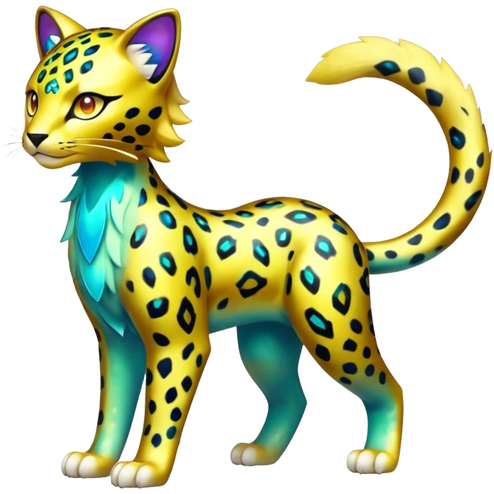 Shiny Elemental Exotic Liepard-Delcatty-Pokémon-Fakémon-hybrid-creature (full body) emoji
