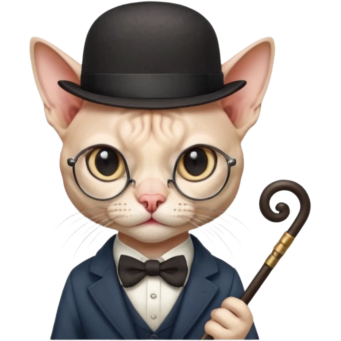 сделай кота сфинка в очках и шляпе и с тросточкой emoji