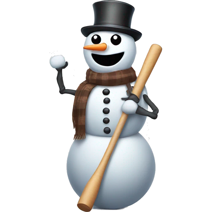snowman  with sunglasses and vest. baseball bat arms emoji