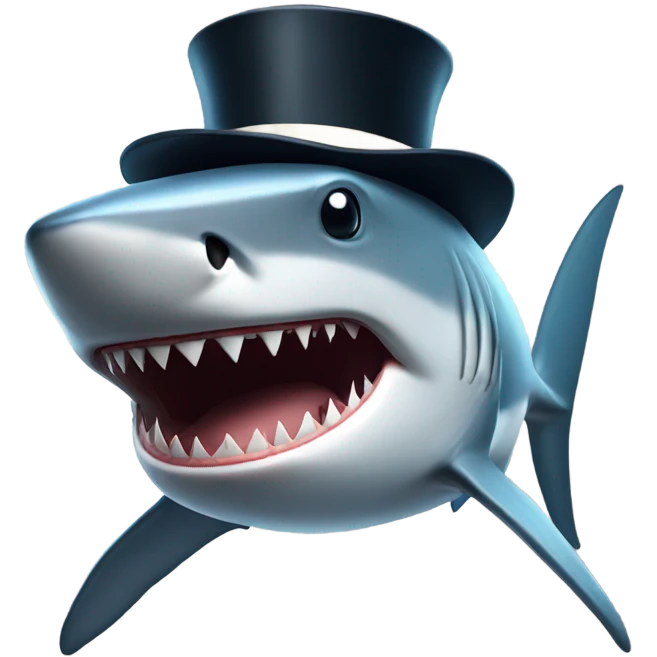 Shark with a top hat emoji