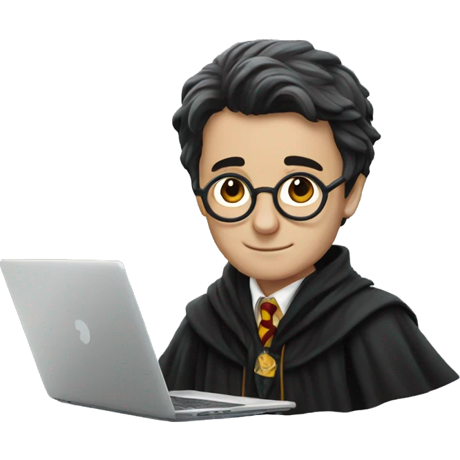 Harry Potter works on a laptop emoji