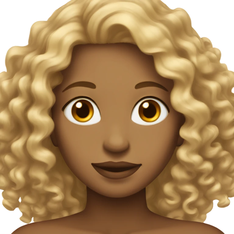 Gorgeous light brown woman with blonde long curly hair  emoji
