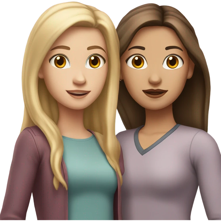 A blonde white skin sister and a brunette white skin sister together emoji