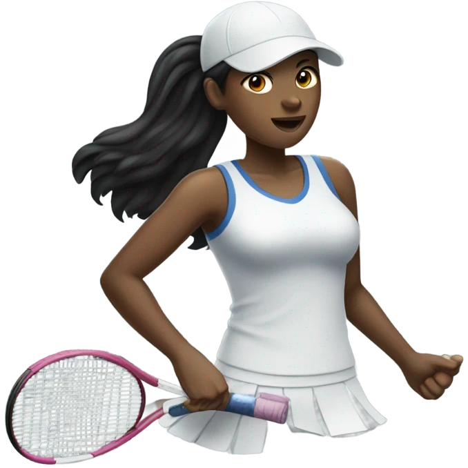 Black haired women serving in tennis emoji