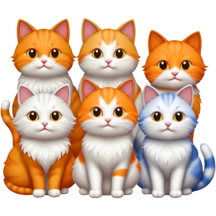 6 different colour cats only 1 orange emoji