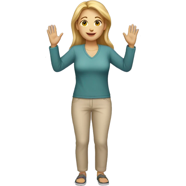 Caucasian Woman (full-body) (hands raised) emoji