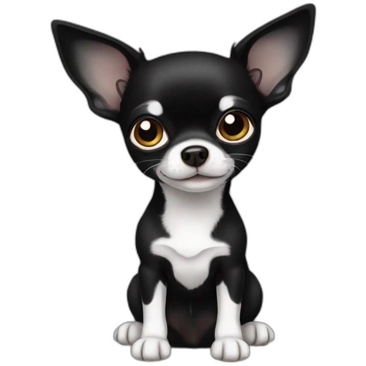 Black Chihuahua whit white emoji