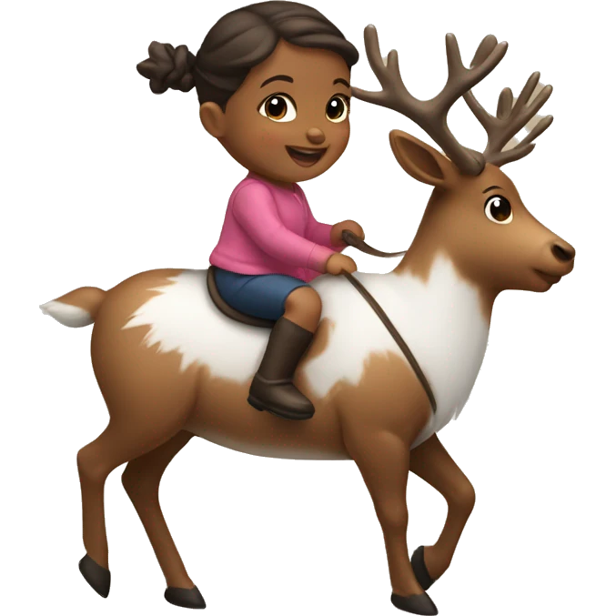 2 year old baby girl riding a reindeer  emoji