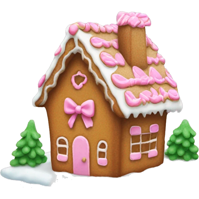 Gingerbread house with a pink bow  emoji