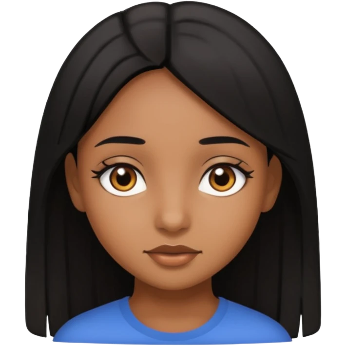 Una chica morena de ojos cafés con el cabello liso y negro emoji