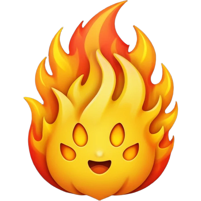 fire emoji in iPhone style, with a larger, more intense flame emoji